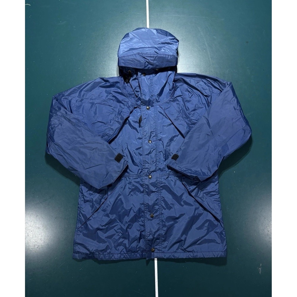 Vintage REI Jacket Mens Medium Blue Gore-Tex Hooded Waterproof Hiking Outdoor